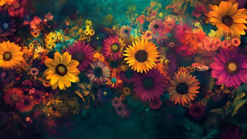 Vibrant Blooms: An Artistic Flower Garden Composition.