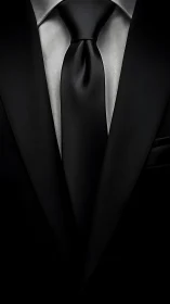 Formal Black Tie and White Dress Shirt with Sharp Collar Definition