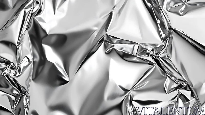 Shiny Crumpled Aluminum Foil Texture in Abstract Close-Up Style.
