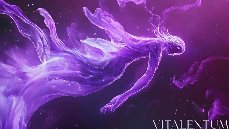 Ethereal luminous nebula entity in flowing violet plasma