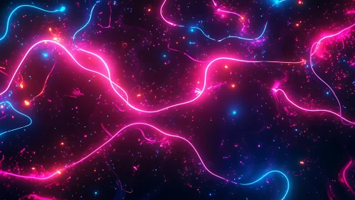 Neon cosmic rivers drifting through a playful digital night.