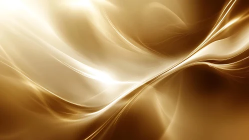 Golden Light Abstract Wave Artwork with Smooth Flowing Lines.
