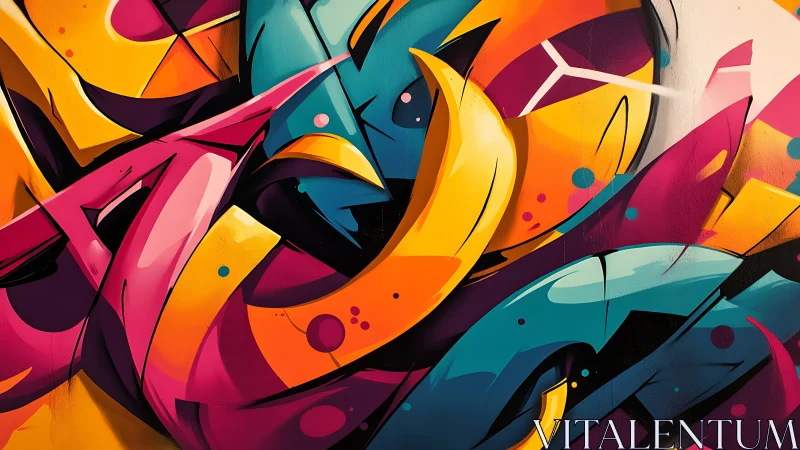 Bold urban curves in a playful neon graffiti swirl.