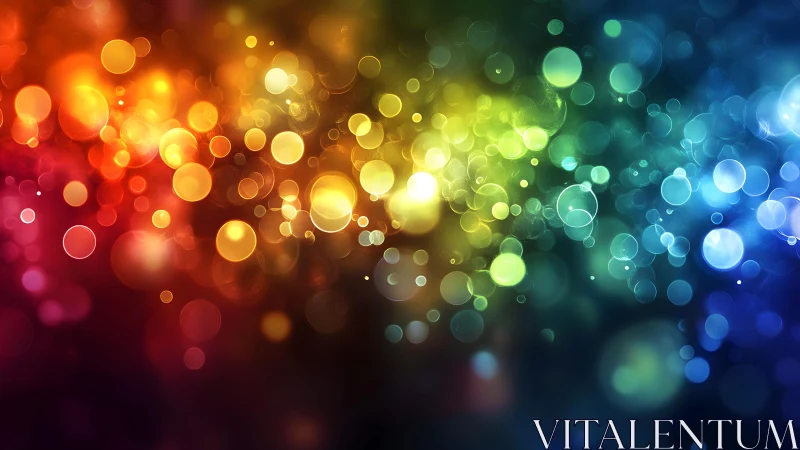 Vibrant Bokeh Lights in Rainbow Colors, Abstract Digital Artwork.