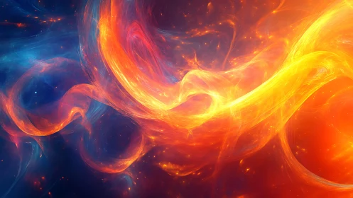 Solar ribbons dance across a deep cosmic tide of flame.