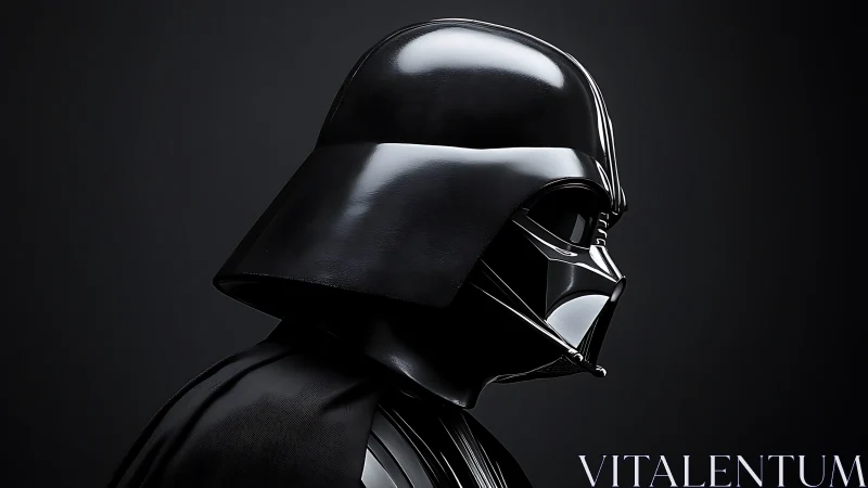 Dark sci fi helmet profile in dramatic black lighting.