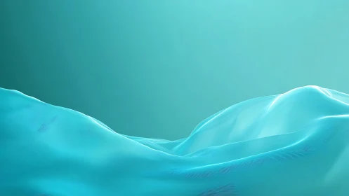 Cyan volumetric waveforms form smooth low-poly terrain gradients