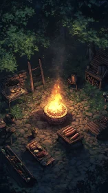 Cozy Campfire Gathering in the Forest.