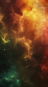 Vertical nebula field shows color gradient and dispersed stars