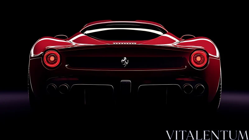 Sleek red supercar glows with bold curves in the dark