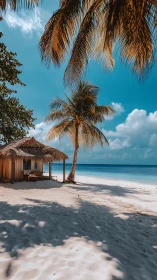Tropical Sanctuary: Where Palm Shadows Dance on Infinite Blue.