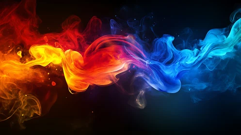 Multichromatic fluid simulation with thermal gradient. Digital.