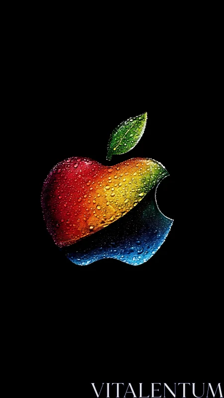 Dew-jewelled rainbow fruit logo glows against deep velvet night