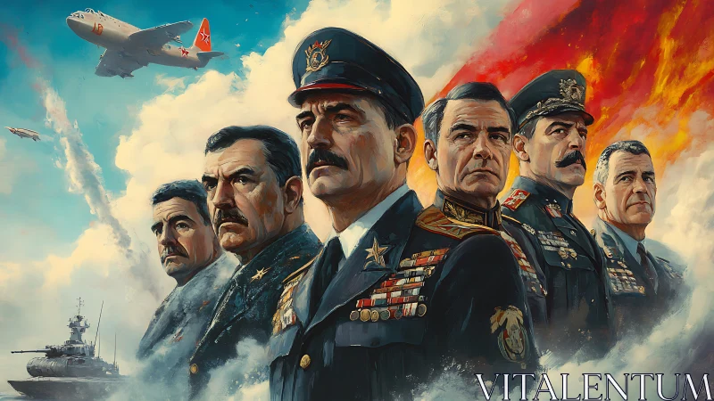 Soviet-era military commanders with aircraft and warship depicted.