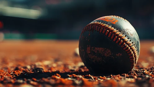 Weathered baseball in shallow depth-of-field sports study