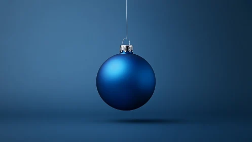 Solitary sapphire ornament hovering in midnight blue calm.
