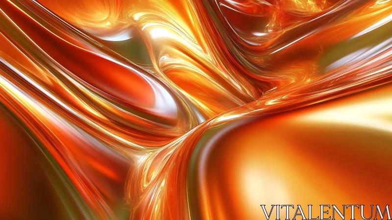 Specular orange fluid surfaces form high-gloss curved reflections