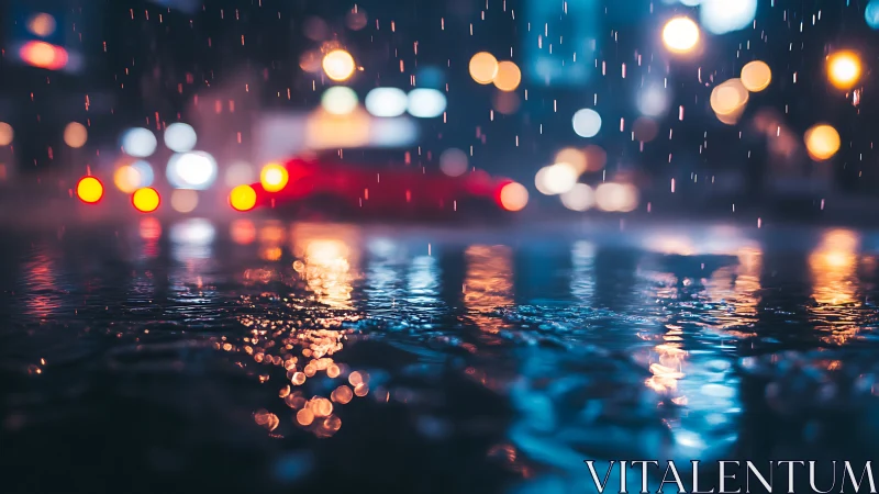 Rainlit city puddles catching neon whispers at night.