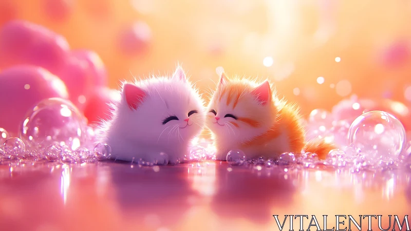 Luminescent Kittens in Crystalline Environment with Golden Bokeh
