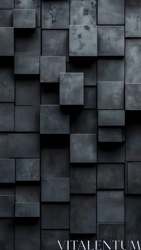 Midnight metal cubes quietly step forward from shadowed grid