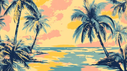 Golden Hour Paradise Where Palm Trees Meet Serene Waters