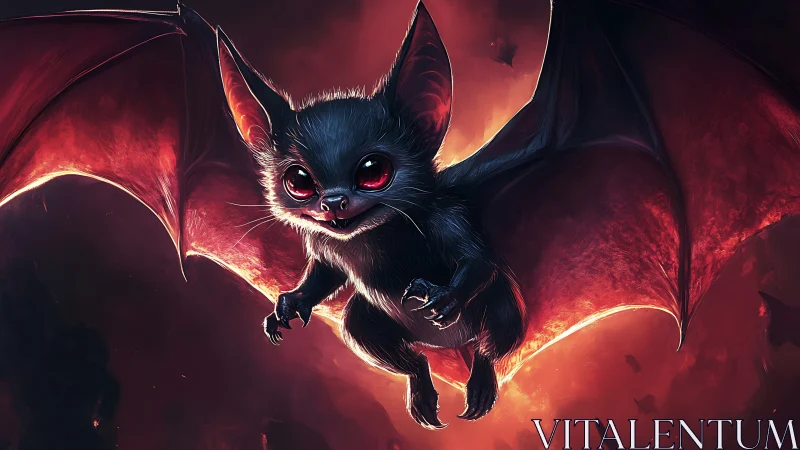 Digital rendering depicts a stylized bat in mid-flight
