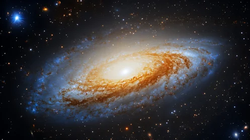 Spiral galaxy glows with bright core and vivid dust lanes