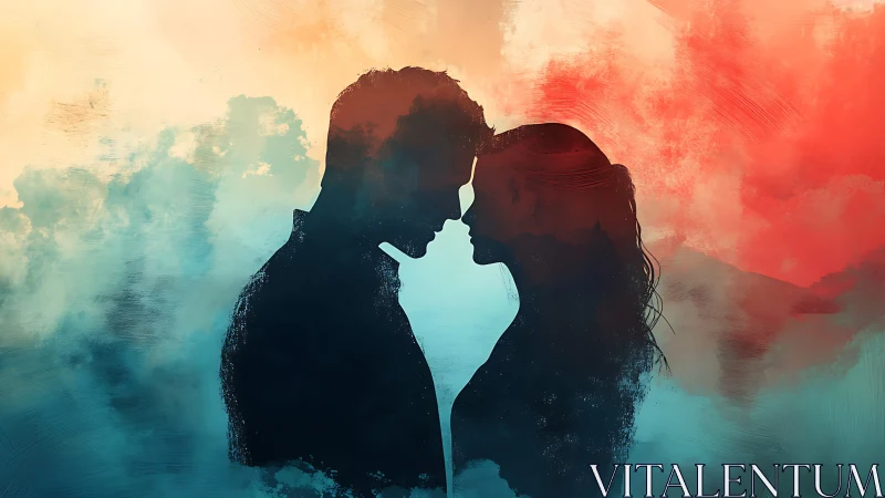 Silhouetted Profiles Against Warm Light.