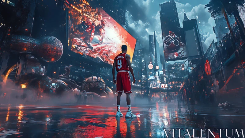 Neon city court invites a lone player into glowing dreams