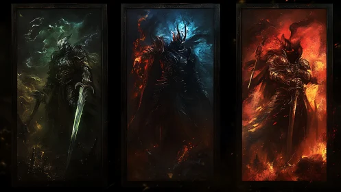 Elemental warlords stalk through storm, frost, and inferno