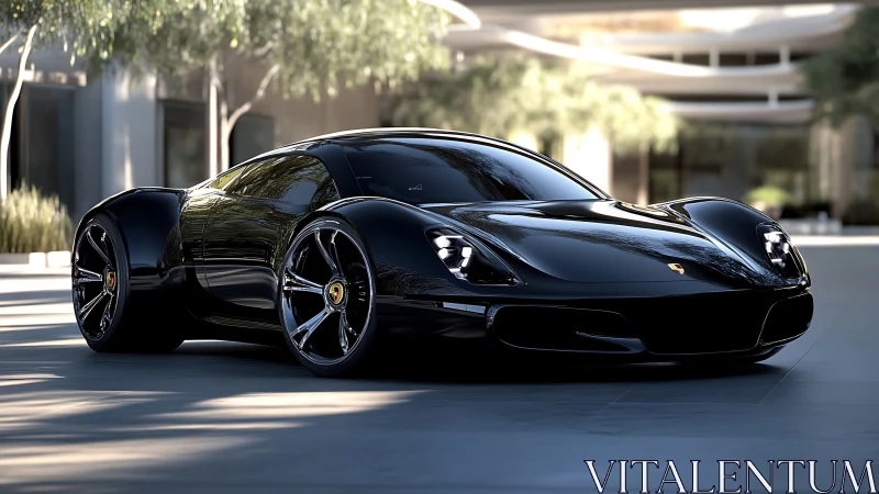 Black concept supercar shows fluid aerodynamics and gloss