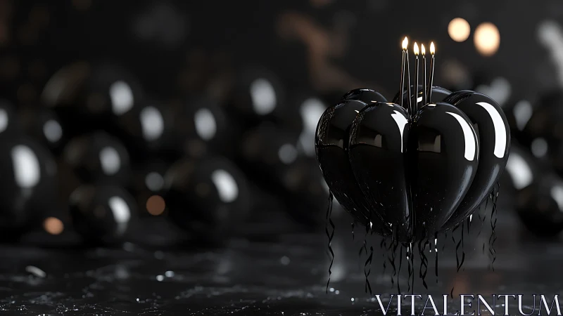 Black Heart Candelabra Glowing with Gentle Candlelight.