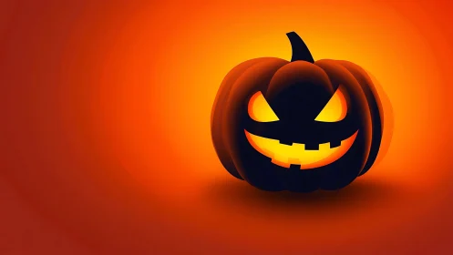 Grinning jack o lantern blazes against a molten orange dusk