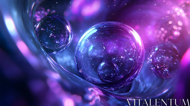 Abstract glowing purple cells in a cosmic, futuristic digital art style.