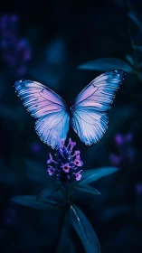 Moonlit orchid-dweller spreads neon twilight wings.