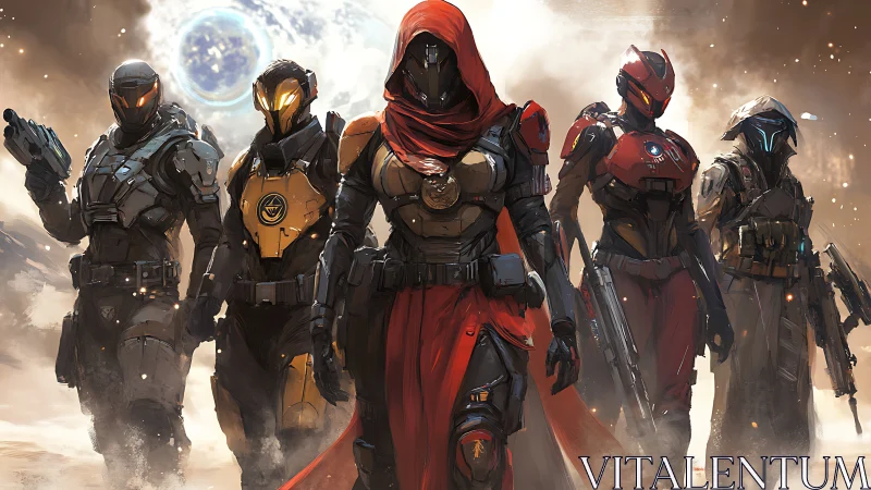 Armored exoplanet strike team under b luminous binary moon.