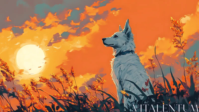 Sunset-warmed sentinel dog listens for the sky’s quiet stories