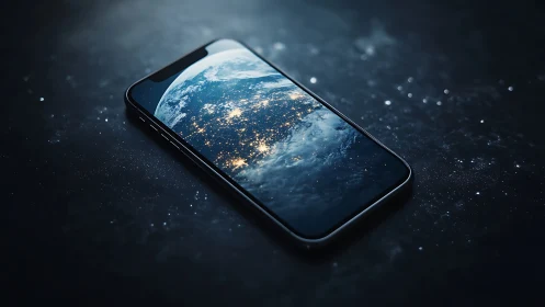 Smartphone screen becomes glowing portal to a connected Earth