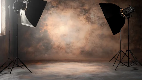 Inviting studio lights softly frame a warm painted backdrop