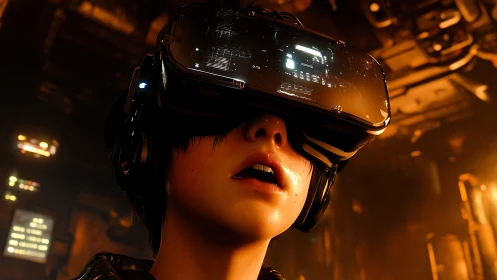 Neon dream diver lost inside a glowing VR future city.