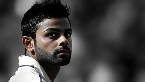 Steady gaze captures a thoughtful cricketer in soft focus