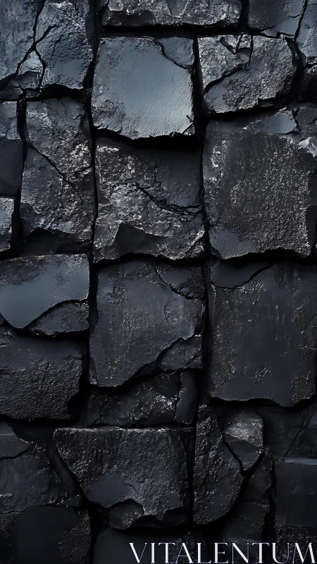 Midnight stone wall with glossy shards and deep shadows.