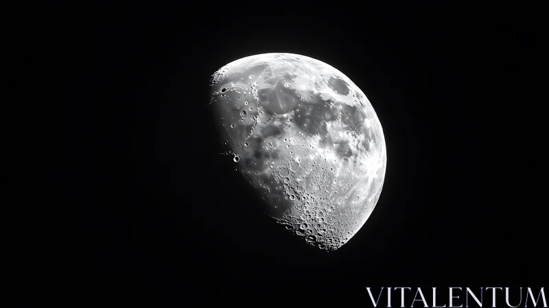 High-contrast lunar close-up reveals rugged cratered surface