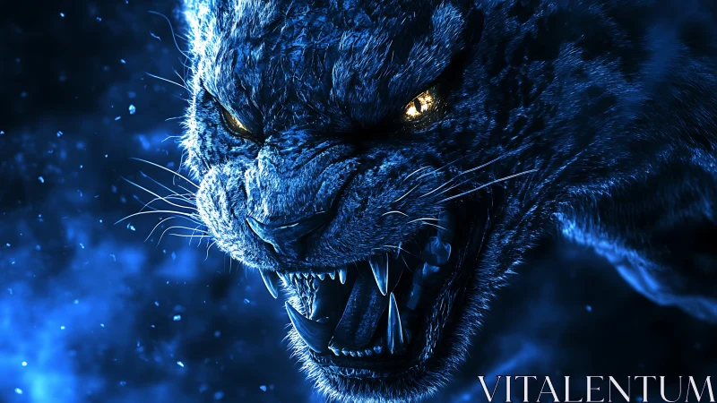 Midnight thunder panther roars through stormlit starlight.