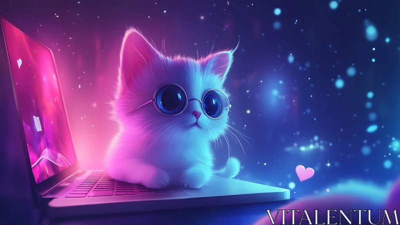 Neon Kitty Coder: Glowing Digital Dreams.
