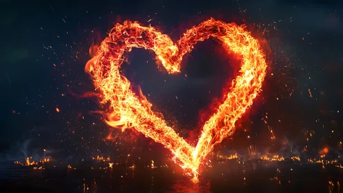 Passionate Heart Engulfed in Magnificent Flames