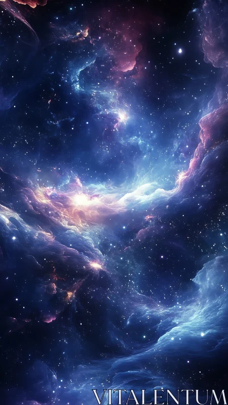 Vertical deep-space nebula with volumetric clouds and starfield gradients