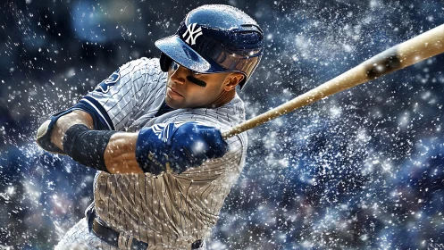 Snow-splintered swing ignites a frozen diamond storm shot.