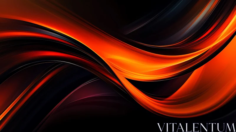 Dynamic flowing orange and black abstract digital art design.