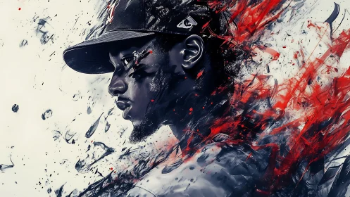 Paint-splintered portrait catches a runner mid-explosion